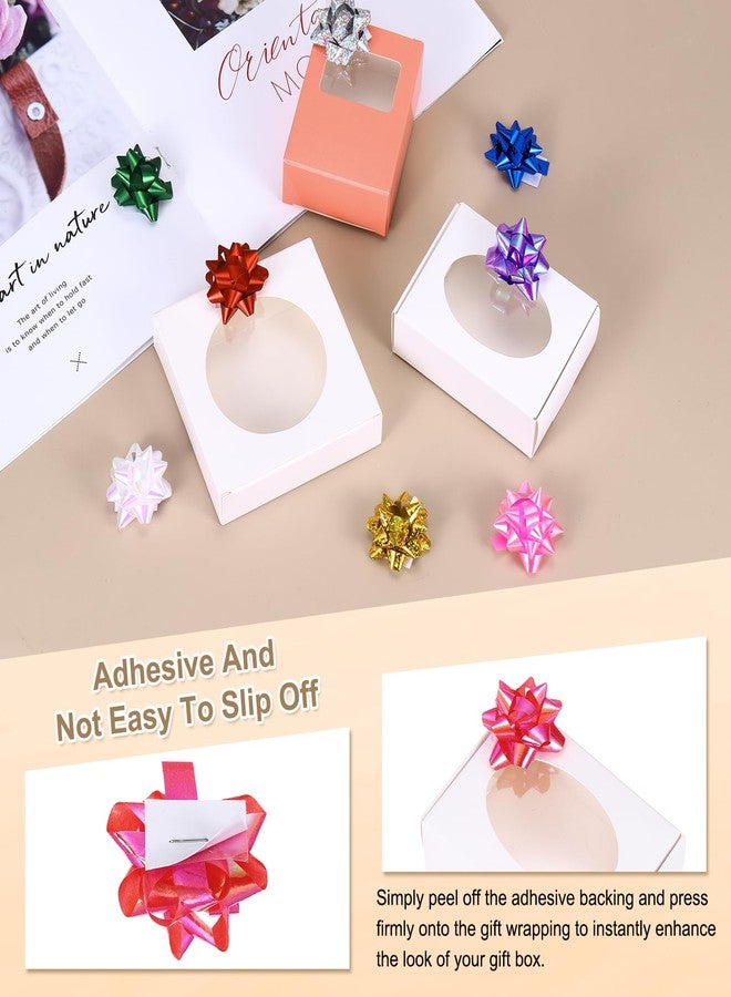 PATIKIL 2" Mini Star Gift Bows, 6Pcs Small Christmas Metallic Gift Wrapping Self-Adhesive Bows for Holiday Weddings Birthday Party, Iridescent Film Mixed Color - Image 3