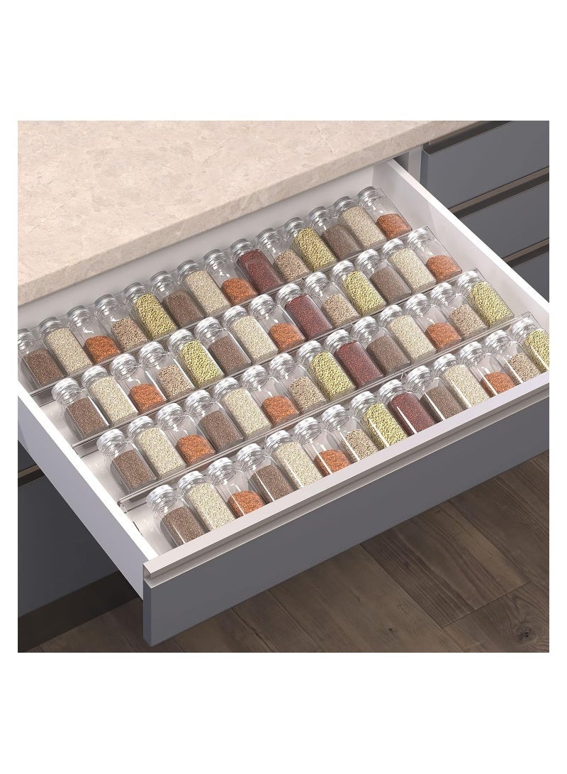 6 PCS clear Acrylic In Drawer Seasoning Jars Rack,Spice Drawer Organizer Expandable Drawer Inserts for Kitchen Drawer, Cabinet - Image 1