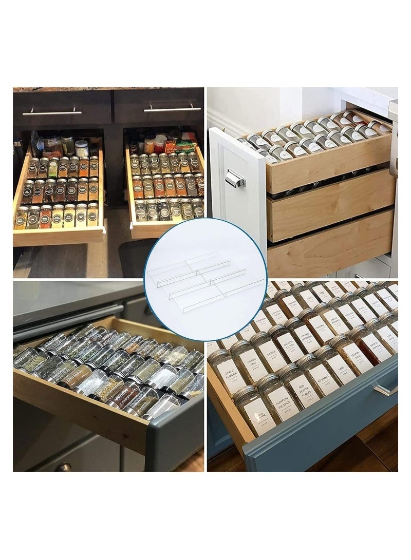 6 PCS clear Acrylic In Drawer Seasoning Jars Rack,Spice Drawer Organizer Expandable Drawer Inserts for Kitchen Drawer, Cabinet - Image 3
