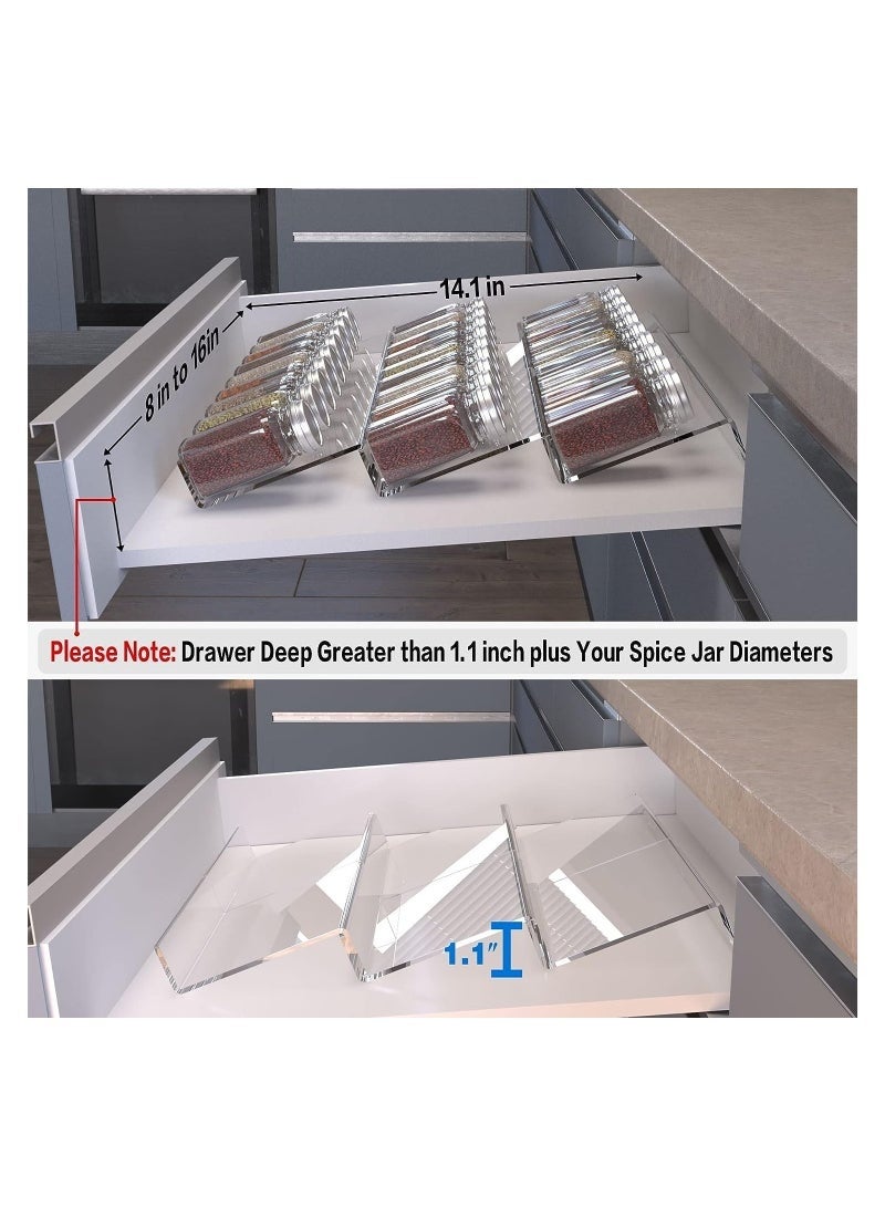 6 PCS clear Acrylic In Drawer Seasoning Jars Rack,Spice Drawer Organizer Expandable Drawer Inserts for Kitchen Drawer, Cabinet - Image 4