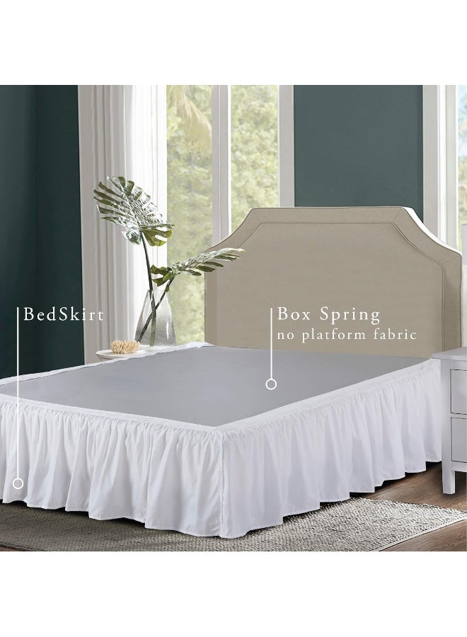 Bed Maker's Bed Maker's Never Lift Your Mattress Microfiber Wrap-Around Skirt, Gathered Ruffled Style, Classic 14 Inch Drop Length, Queen, White  - Image 2