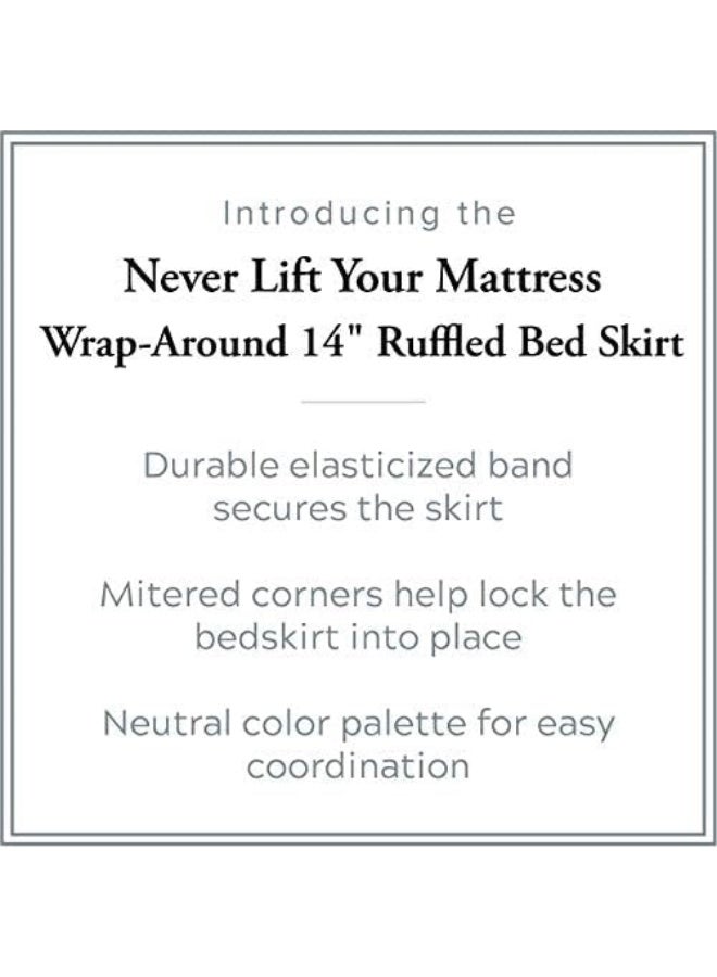 Bed Maker's Bed Maker's Never Lift Your Mattress Microfiber Wrap-Around Skirt, Gathered Ruffled Style, Classic 14 Inch Drop Length, Queen, White  - Image 5