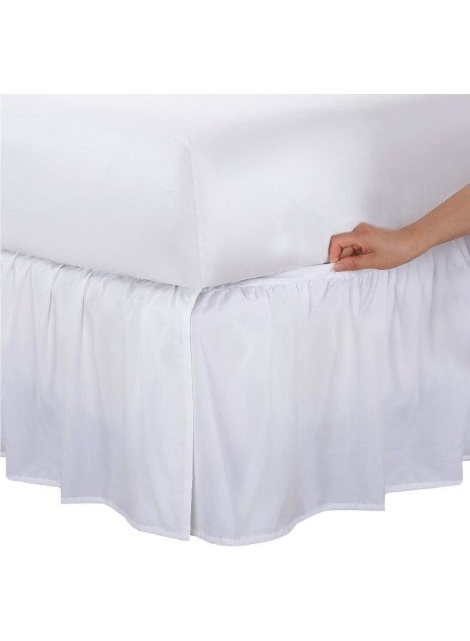 Bed Maker's Bed Maker's Never Lift Your Mattress Microfiber Wrap-Around Skirt, Gathered Ruffled Style, Classic 14 Inch Drop Length, Queen, White  - Image 1