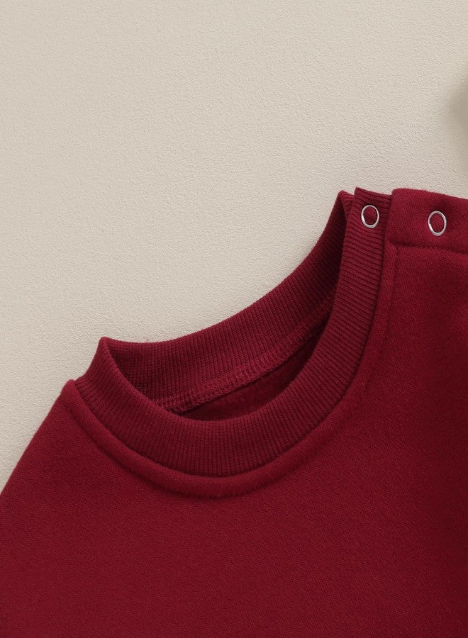 Lukivech Newborn Baby Boy Girl Clothes Fleece Sweatshirt Bubble Romper Solid Oversized Thick Sweater Romper Winter Clothes (Red, 6-9 Months) - Image 4