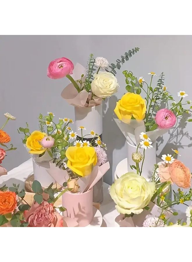 4 Mini Round Flower Boxes Hug Bucket DIY Gift Vase Replacement For Wedding Home Decoration Supplies B05 Color - Image 4