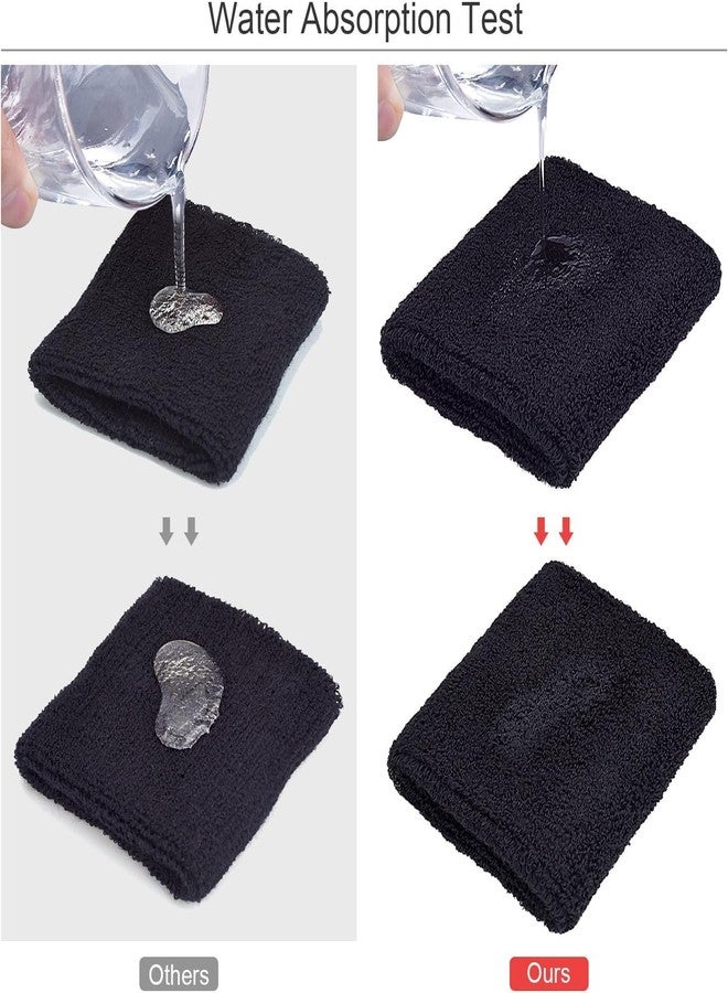 Steffer Sports Cricket Wrist Sweat Band | High Absorption Terry Cotton Thick Hand Sweatbands for Gym, Workouts, Exercises, Running and Cricket (1 Piece, Black) - Image 3