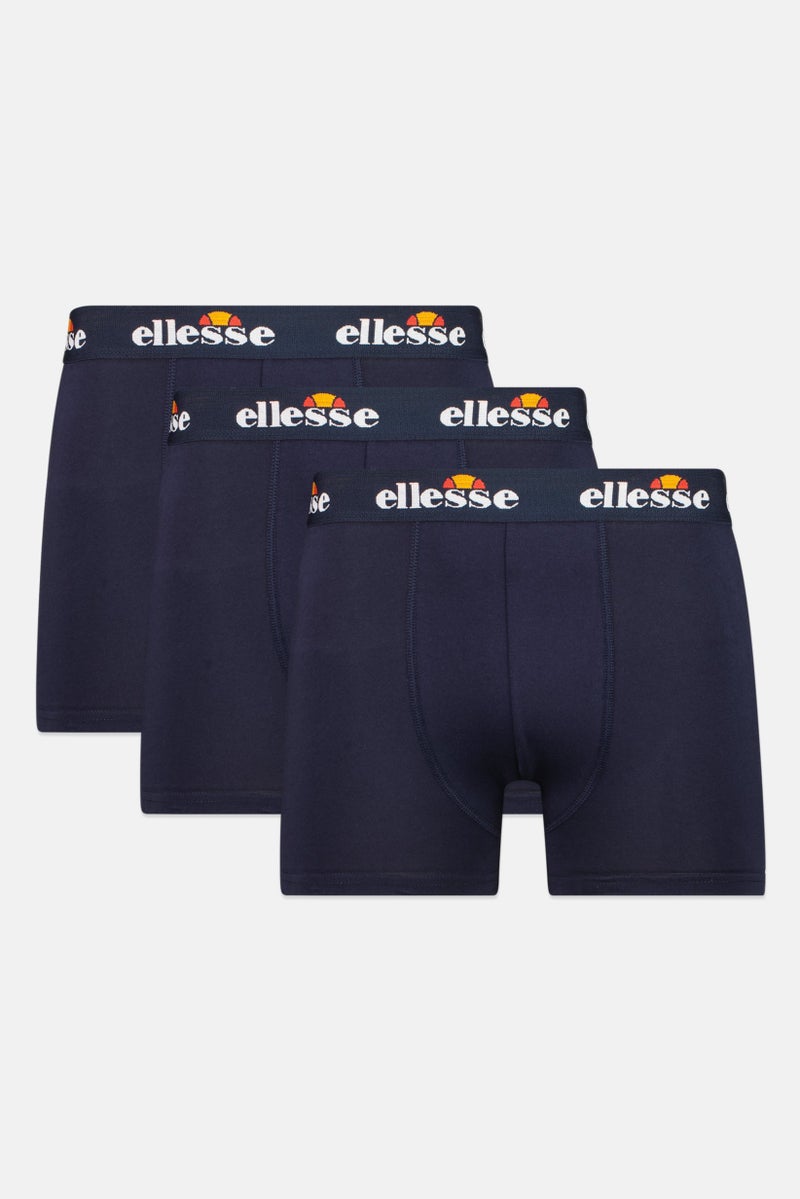 Ellesse Men 3 Pieces Brand Logo Boxers, Navy - Image 1
