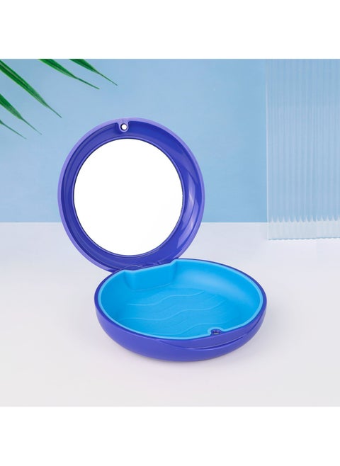 2 Pack Aligner Case with Mirror,Convenient Retainer Case for Invisalign Aligners, Night Guards, and Mouth Guards ( Black and Blue )