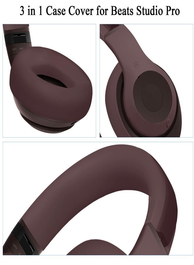 Adhiper 【3 in 1】 Studio Pro Silicone Case Cover,Headband Cover/Ear Pad Cover/Shell Cover for Beats Studio Pro Headphone,Studio Pro Soft Silicone Protector Accessories(Deep Brown) - Image 4