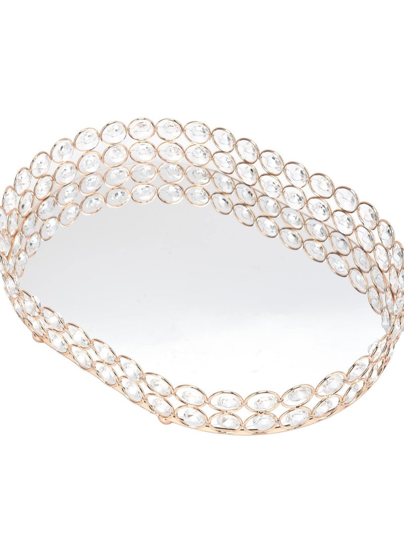 GGOOT Crystal Vanity Tray,Crystal Decorative Tray Home Decor,Gold Mirror Tray for Perfume,Jewelry Trinket Organizer Tray for Bathroom  - Image 1