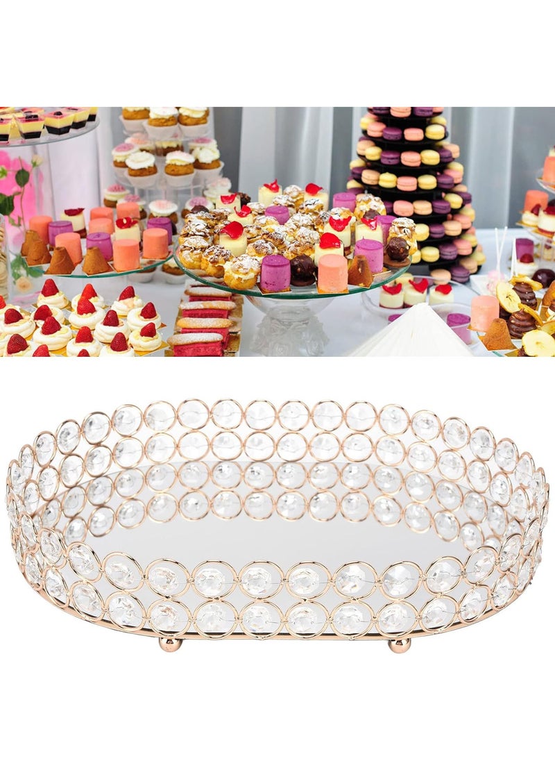 GGOOT Crystal Vanity Tray,Crystal Decorative Tray Home Decor,Gold Mirror Tray for Perfume,Jewelry Trinket Organizer Tray for Bathroom  - Image 4