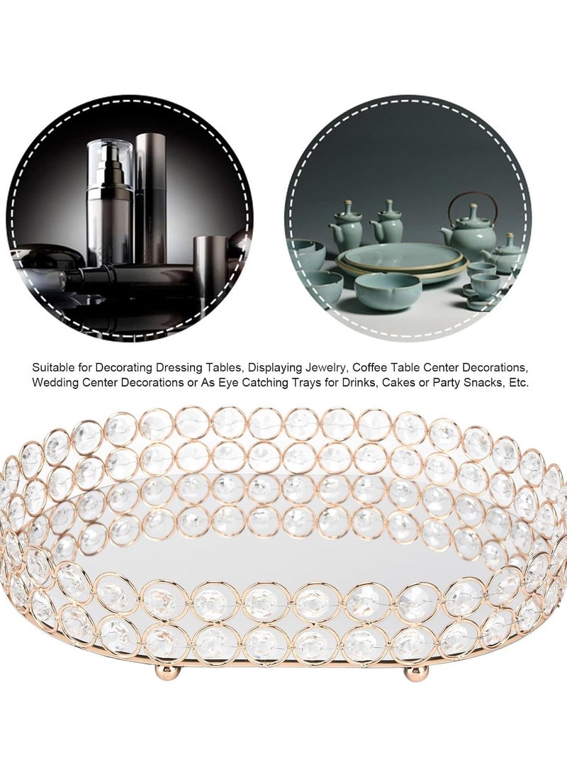 GGOOT Crystal Vanity Tray,Crystal Decorative Tray Home Decor,Gold Mirror Tray for Perfume,Jewelry Trinket Organizer Tray for Bathroom  - Image 3