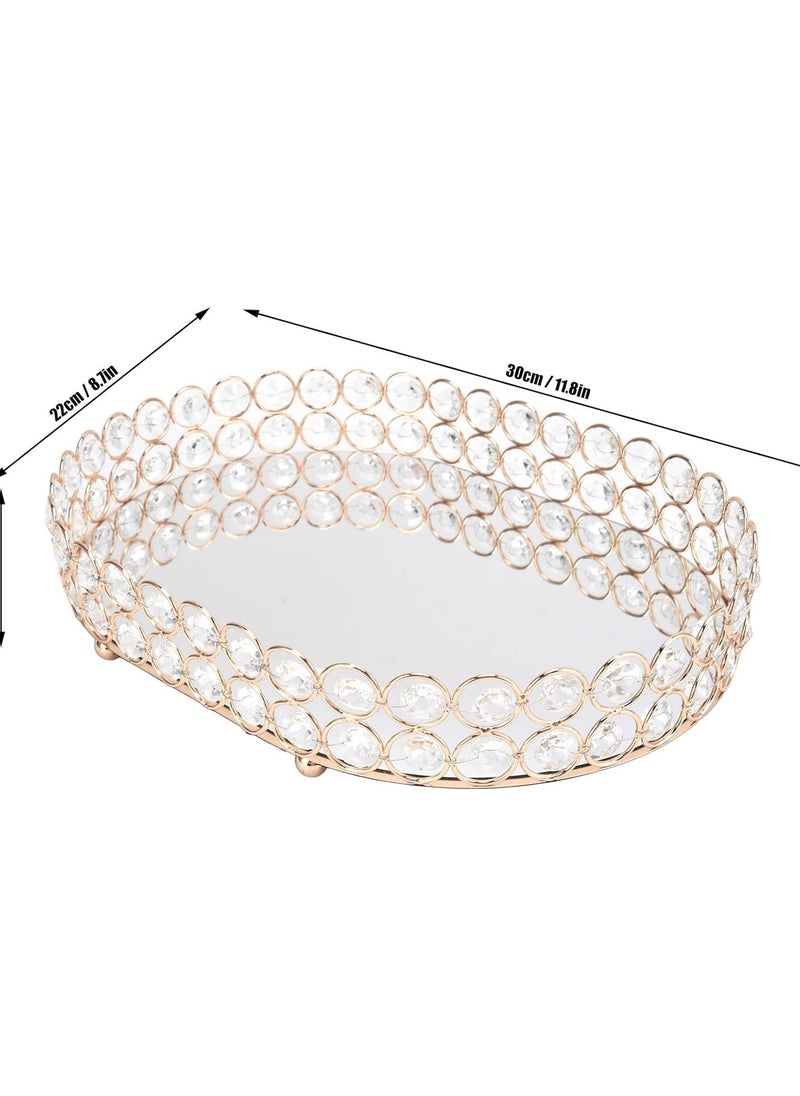 GGOOT Crystal Vanity Tray,Crystal Decorative Tray Home Decor,Gold Mirror Tray for Perfume,Jewelry Trinket Organizer Tray for Bathroom  - Image 5