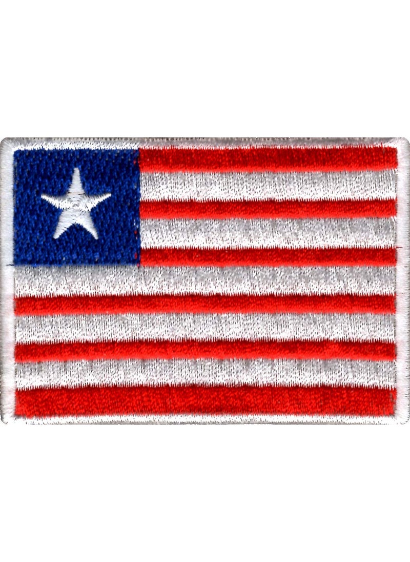 Artist Unknown Liberia Flag Applique Embroidered Sweing Patch Suitable for Jackets, Bags, T-Shirts, Jeans, Pants, Outdoor Clothing ; Size: 7cm x 5cm ; Imported from Malaysia (1 Piece).  - Image 1