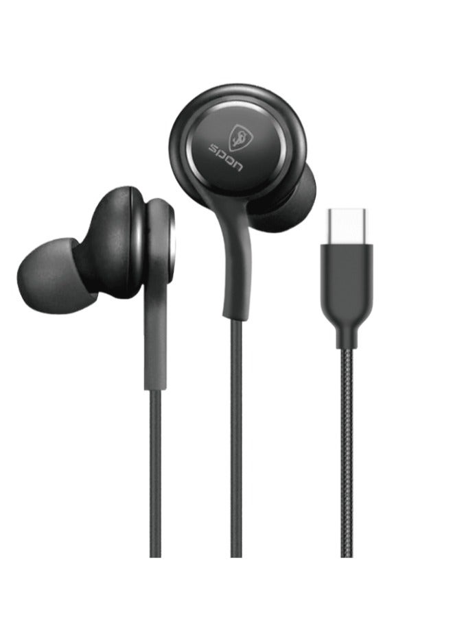 SPON Wired USB Type-C earphones with AKG control, in-ear design, compatible with Galaxy S25/S24/S23/S22 Ultra and other Android devices - Image 1