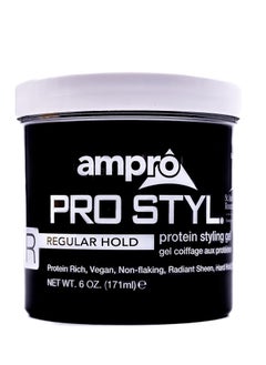 Ampro Pro Styl Styling Gel - Protects and Strengthens Your Strands - Non-Flaking, Alcohol Free, Vegan Formula - Flexible, Touchable Hold for All Hair Textures - Regular - 6 oz