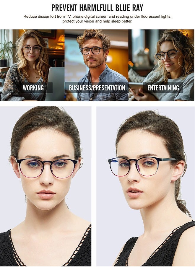 AZorb Blue Light Glasses for Women Men - Round Anti Blue Light Blocking Eye Glasses for Reading Gaming Computer Glasses UV Protection Eyeglasses  - Image 3