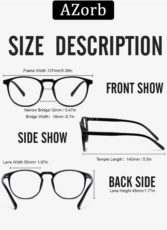 AZorb Blue Light Glasses for Women Men - Round Anti Blue Light Blocking Eye Glasses for Reading Gaming Computer Glasses UV Protection Eyeglasses  - Image 5