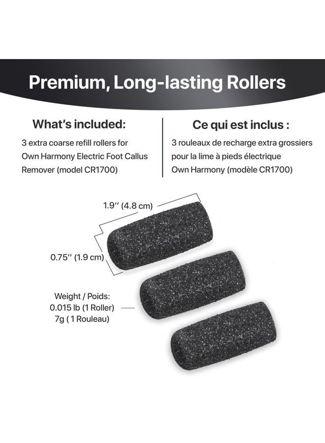 Own Harmony Extra Coarse Refill Rollers by Own Harmony - Best Fit for Electric Callus Remover CR1700: Professional Foot Care for Healthy Feet, Pedicure File Tools - Refills 3 Pack Replacement Roller Heads - Image 5