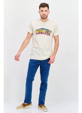 Wrangler Men Crew Neck Short Sleeve Graphic Print T-Shirt, Beige  - Image 4