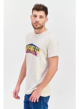 Wrangler Men Crew Neck Short Sleeve Graphic Print T-Shirt, Beige  - Image 2