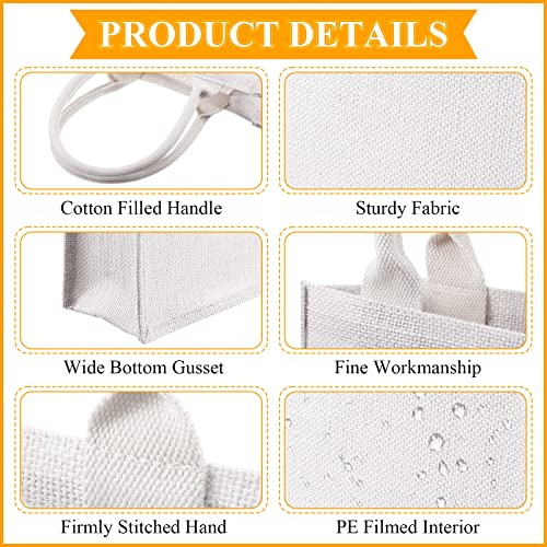 Saintrygo 10 Pcs Burlap Tote Bags Burlap Gift Tote with Handles Reusable Beach Bridesmaid Welcome Bags for DIY Wedding Shopping Pool Party Favor, 11.1''x 9.5''x 4.2''(White) - Image 3