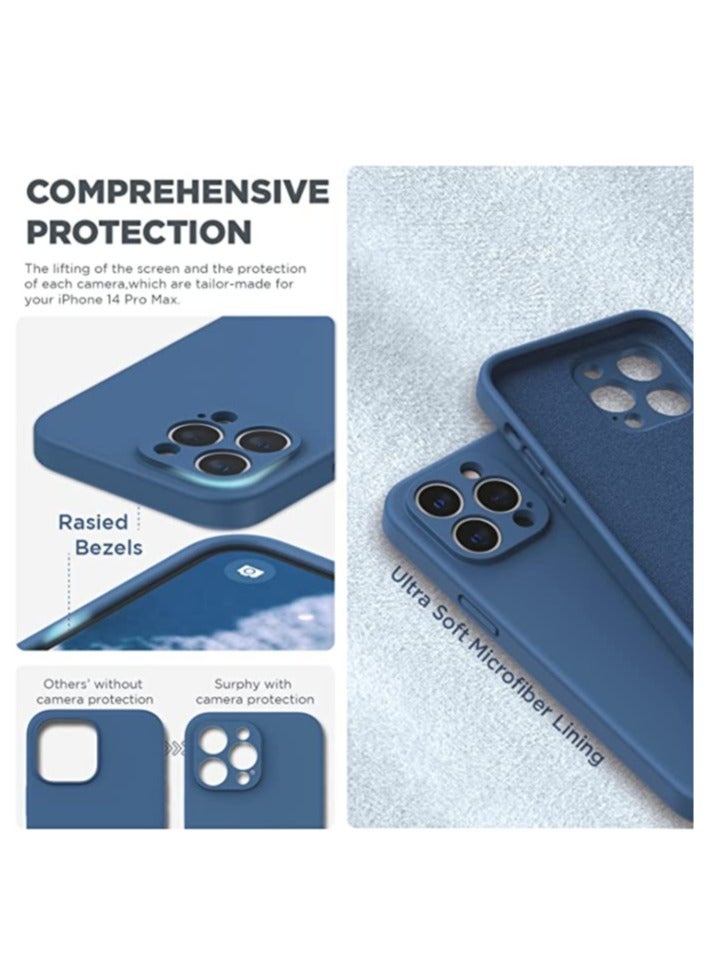 ELTRAZONE iPhone 14 Pro Max Case with Screen Protector, (with Camera Protection + Soft Microfiber Lining) Liquid Silicone Phone Case, Blue Jay - Image 3