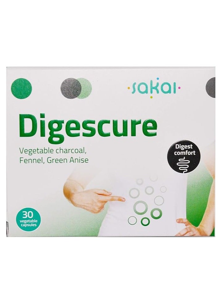 sakai Sakai Digescure Digestive Support Supplement – 30 Tablets with Enzymes & Herbal Extracts  - Image 2