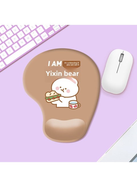 Comfortable Simple Cartoon Series Silicone Wrist Rest Mouse Pad Office Gaming Anti-slip Desk Mat Wrist Support Hand Rest Pad-Color:Color Map Opp Packaging-Pattern:CW003-3-Cha Fan Bear