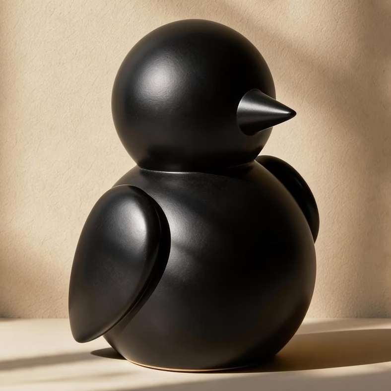 Pan Home Bird Polyresin Decor Figurine - Black - Image 1