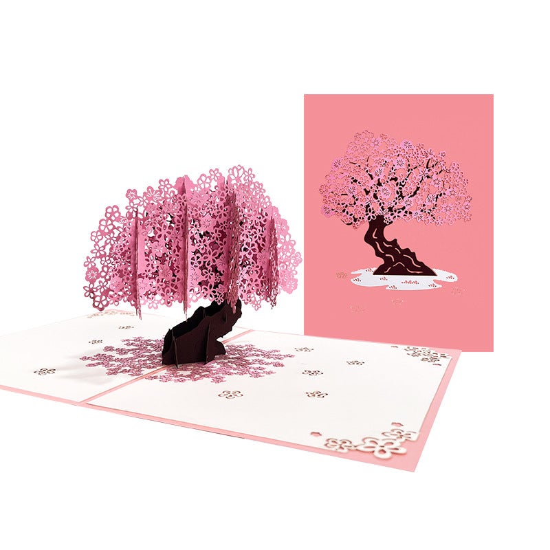 Innovative Chinese Valentine'S Day Greeting Card Love Blessing Handmade 3D Stereo Card Couple Cherry Blossom - Image 1