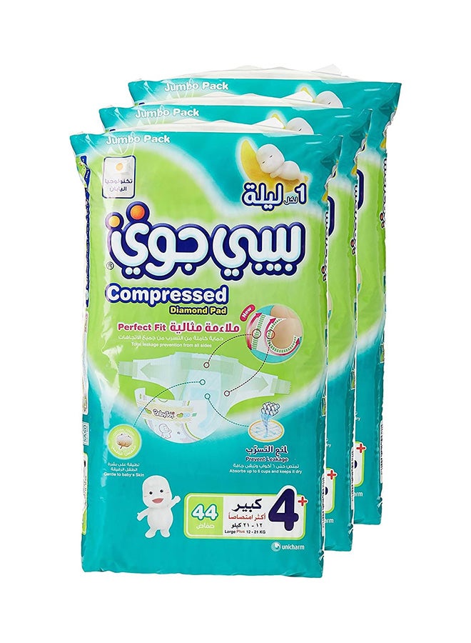BabyJoy Compressed Diamond pad Diaper, Jumbo Box Size 4+ (12-21kg) Count 132  Pack of 3 - Image 1