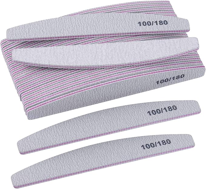 BTYMS 25 Packs 100180 Grits Nail Buffering Files Doubled Sides Emery Boards Coarse Nail File Manicure Tools