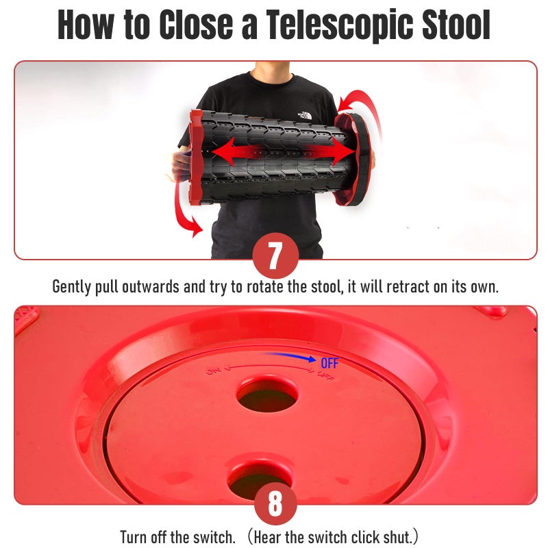 Doseno Upgraded Foldable Stool Thickened, Portable Collapsible Stool Retractable Stool for Fishing, Hiking Tours, BBQ, Parties, Outdoor Activities (Red, 1pack) - Image 5