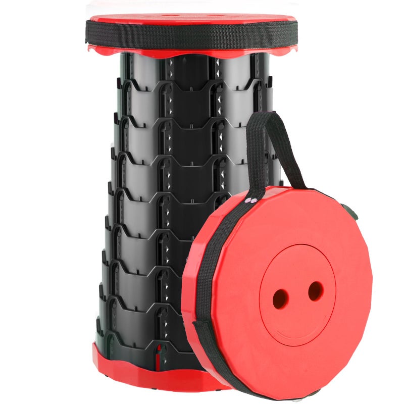 Doseno Upgraded Foldable Stool Thickened, Portable Collapsible Stool Retractable Stool for Fishing, Hiking Tours, BBQ, Parties, Outdoor Activities (Red, 1pack) - Image 1