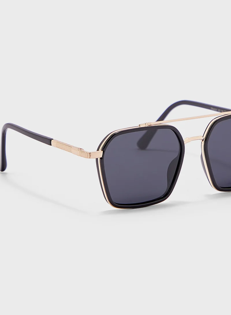 روبرت وود Polarized Lens With Spring Arms Square Aviator Sunglasses