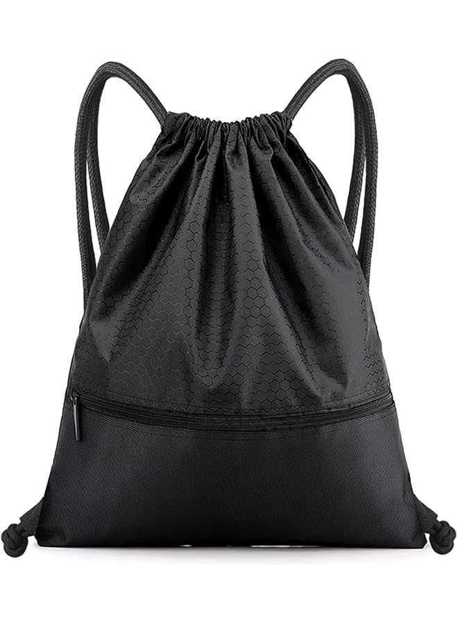 PROMASS Waterproof Drawstring Backpack With Zipper Pocket, Gym Drawstring Bag For Men And Women, Basketball And Shoe Bag, Oxford Fabric Large Capacity Multi-Functional Bag - Image 1
