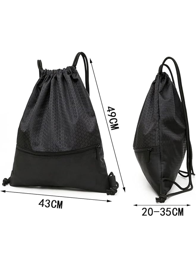 PROMASS Waterproof Drawstring Backpack With Zipper Pocket, Gym Drawstring Bag For Men And Women, Basketball And Shoe Bag, Oxford Fabric Large Capacity Multi-Functional Bag - Image 2
