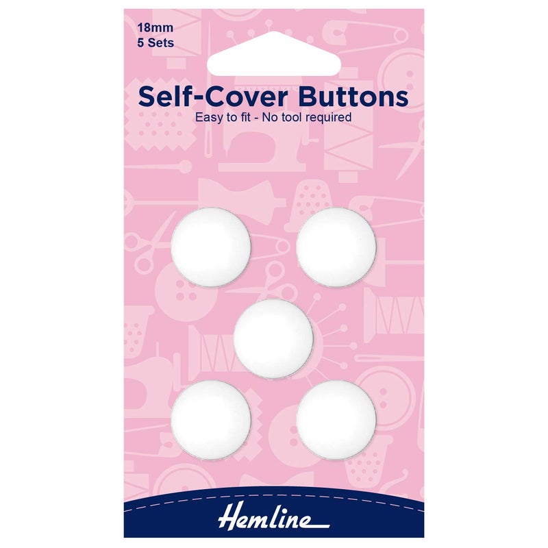 Hemline Self Cover Plastic Buttons 11mm 15mm 18mm 22mm 29mm38mm 18mm  5 Buttons