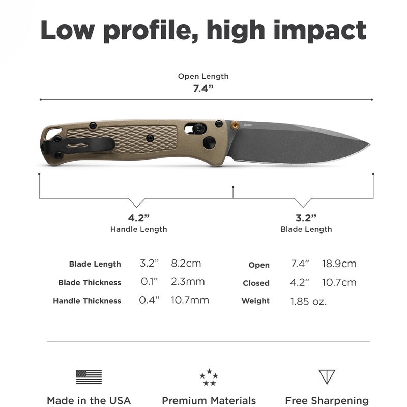 Benchmade - Bugout 535 EDC Knife with Ranger Green Grivory Handle (535GRY-1) - Image 5