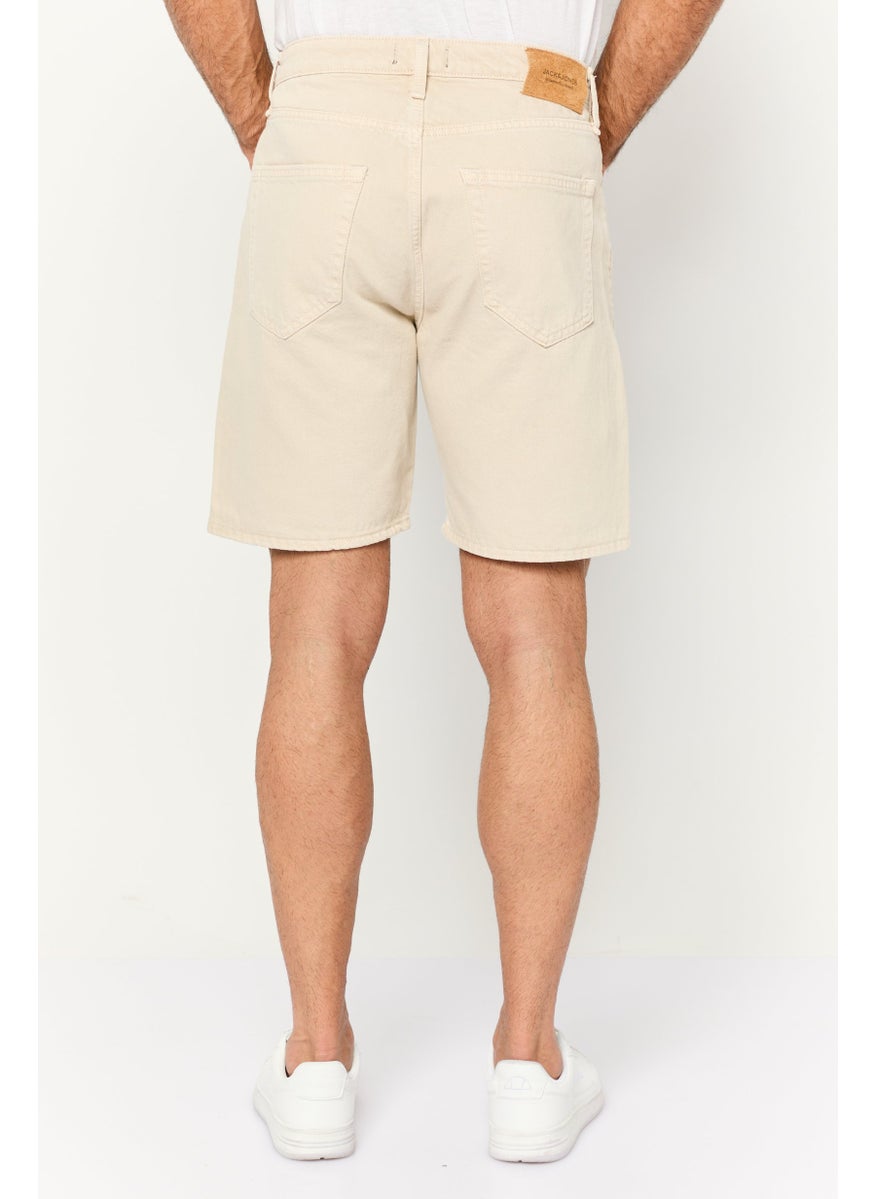 Jack Jones Men Solid Denim Shorts, Beige  - Image 4