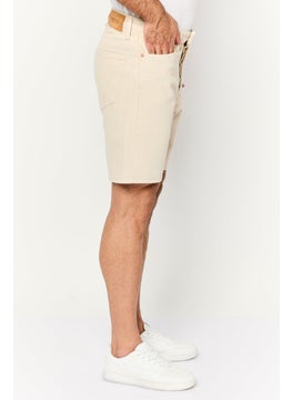 Jack Jones Men Solid Denim Shorts, Beige  - Image 3