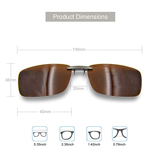 Besgoods Clip-on Sunglasses Polarized Glasses Lenses Driving Fishing Sport - Brown - Image 3