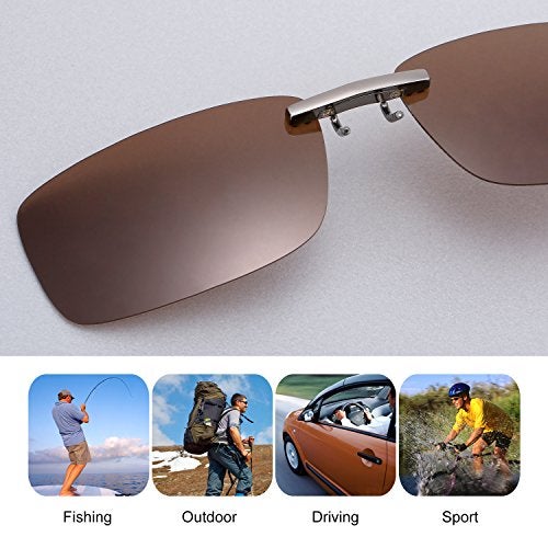 Besgoods Clip-on Sunglasses Polarized Glasses Lenses Driving Fishing Sport - Brown - Image 5