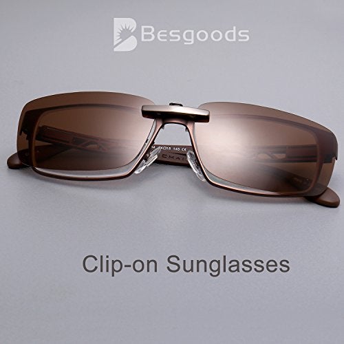 Besgoods Clip-on Sunglasses Polarized Glasses Lenses Driving Fishing Sport - Brown - Image 2