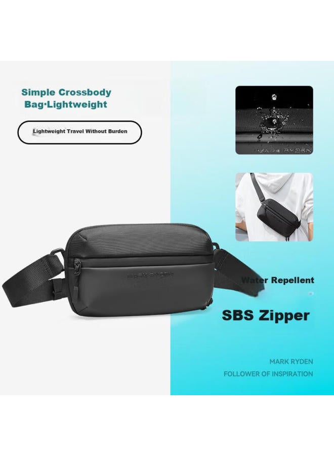 Mark Ryden Chest Bag, Men's Crossbody Bag, Street Fashion Magnetic Buckle Sports Cycling Casual Personalized Shoulder Bag, Mr8712 Elegant Black - Image 1
