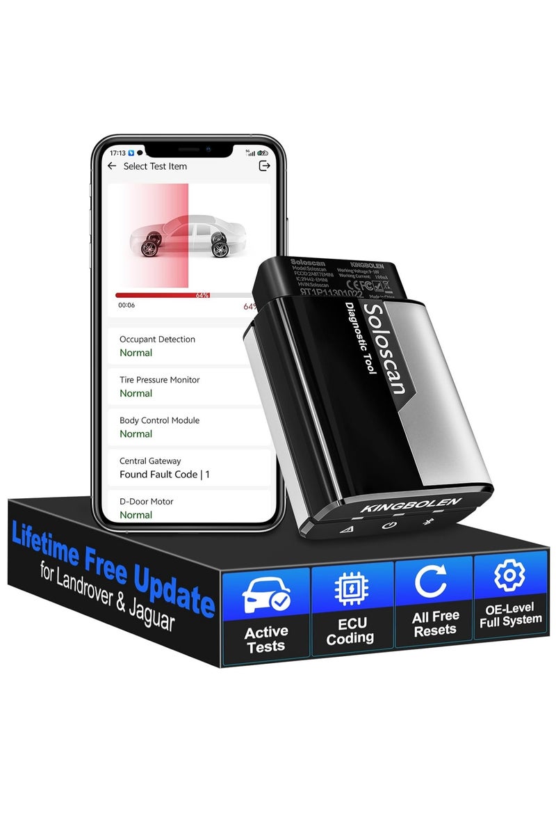kingbolen أداة تشخيص السيارة الكاملة سولوسكان OBD2 بلوتوث مع 50+ إعادة تعيين، تحكم ثنائي الاتجاه، برمجة ECU - Image 1