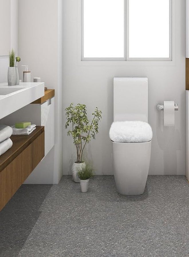 Insun Soft Fluffy Toilet Seat Cover, Washable Absorbent Lid Cover, Adjustable Non Slip Backing for Most Bathroom Toilet Lids White 17.7" x 19.7" - Image 3