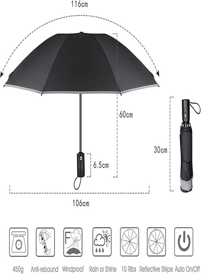 Jukmen UV Protection Travel Inverted Umbrella Compact Windproof- Automatic Open reverse Umbrellas for Rain - Men and Women, Folding Portable Teflon Coating, Sun Blocking Inverted Car Umbrellas - Image 2