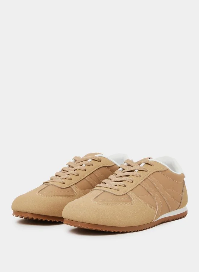 Styli Beige Retro Lace-Up Sneakers